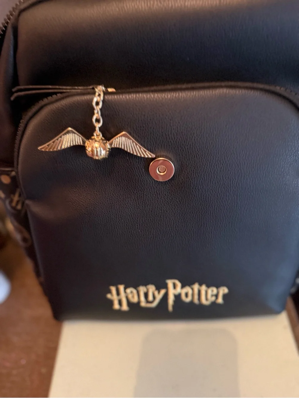 Primark Black Backpack with Gold Harry Potter Motif
